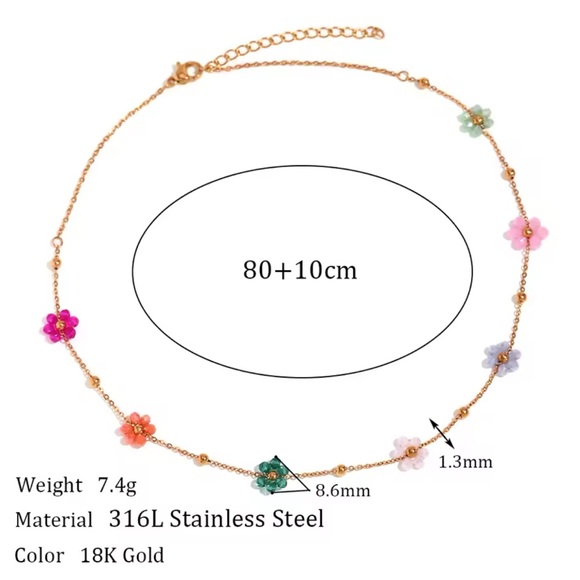 ◾️18K Gold Plated Dainty Floral Necklace - Picture 3 of 8